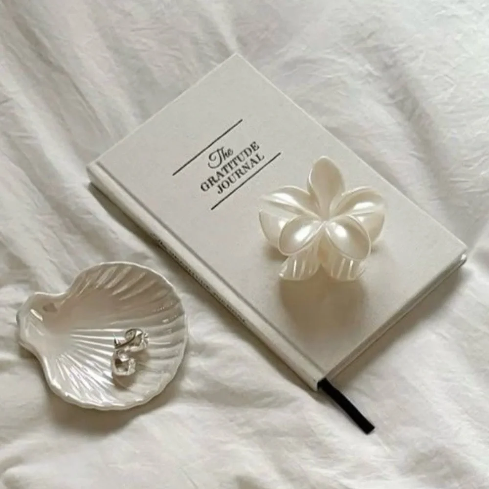 Pearl White Plumeria Flower Hair Clip